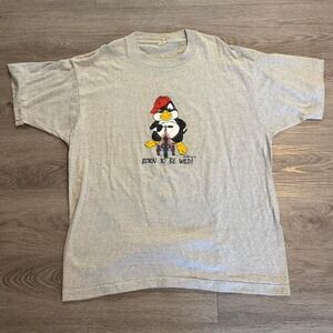 Vintage 80s Born to be Wild Penguin Shirt XXL Screen Stars Puff Print 1987 USA
